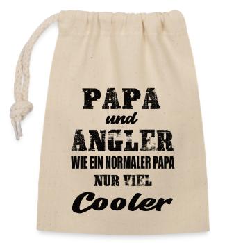 Papa und Angler Angeln Vater und Sohn Angeln - Verschließbarer Geschenkbeutel aus Baumwolle (14x20cm) - Natur - Vorne