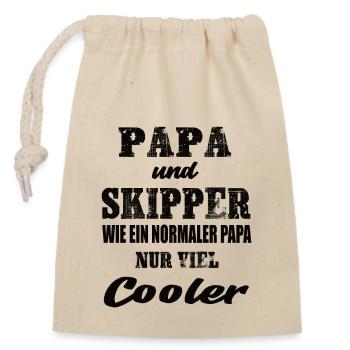 Papa und Skipper Segeln Skipper Boot Segelyacht - Verschließbarer Geschenkbeutel aus Baumwolle (14x20cm) - Natur - Vorne