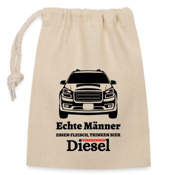 Echte Männer Essen Fleisch Trinken Bier ... - Verschließbarer Geschenkbeutel aus Baumwolle (14x20cm) - Natur - Vorne