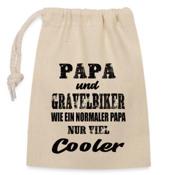 Papa und Gravelbiker - Verschließbarer Geschenkbeutel aus Baumwolle (14x20cm) - Natur - Vorne