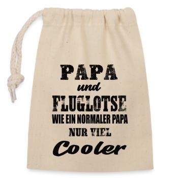 Papa und Fluglotse - Verschließbarer Geschenkbeutel aus Baumwolle (14x20cm) - Natur - Vorne