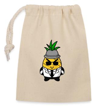 Ananas Gangster Mafia Kawaii Design - Verschließbarer Geschenkbeutel aus Baumwolle (14x20cm) - Natur - Vorne