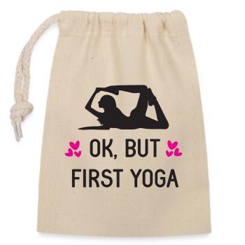 Ok, aber zuerst Yoga - Verschließbarer Geschenkbeutel aus Baumwolle (14x20cm) - Natur - Vorne