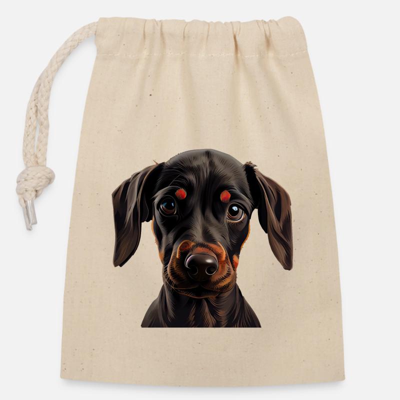Dobermann Dobermänner Hund Hunde Welpe Dobermann - Verschließbarer Geschenkbeutel aus Baumwolle (14x20cm) - Natur
