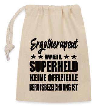Ergotherapeut Superheld Spruch - Verschließbarer Geschenkbeutel aus Baumwolle (14x20cm) - Natur - Vorne