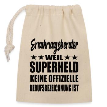 Ernährungsberater Superheld Spruch - Verschließbarer Geschenkbeutel aus Baumwolle (14x20cm) - Natur - Vorne