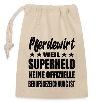 Pferdewirt Superheld Spruch - Verschließbarer Geschenkbeutel aus Baumwolle (14x20cm) - Natur - Vorne