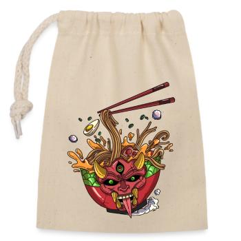 Soupe de nouilles Ramen Monster Japon Demon Chopsticks - Sac cadeau en coton avec cordon (14 x 20 cm) - nature - Devant