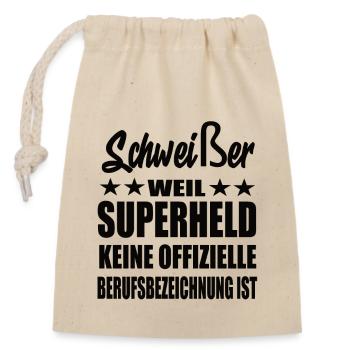 Schweißer Superheld Spruch - Verschließbarer Geschenkbeutel aus Baumwolle (14x20cm) - Natur - Vorne