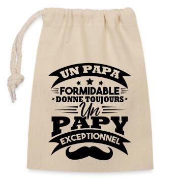 Papa formidable donne toujours papy exceptionnel - Sac cadeau en coton avec cordon (14 x 20 cm) - nature - Devant