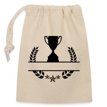Laurel wreath monogram cup - Closable cotton gift bag (14x20cm) - nature - Front