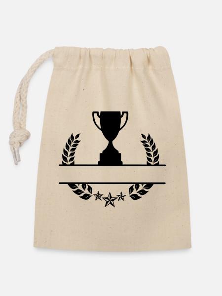Lorbeerkranz-Monogramm-Becher - Verschließbarer Geschenkbeutel aus Baumwolle (14x20cm) - Natur