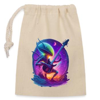 Alien jouant de la guitare - Sac cadeau en coton avec cordon (14 x 20 cm) - nature - Devant