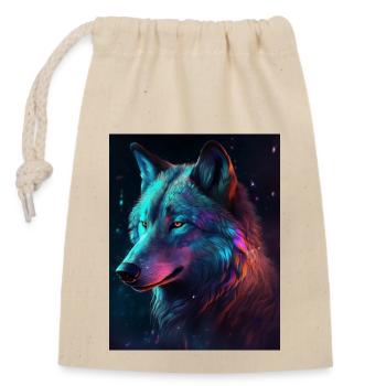 Wolf Galaxy Space Graphique Vabriant Couleur - Sac cadeau en coton avec cordon (14 x 20 cm) - nature - Devant