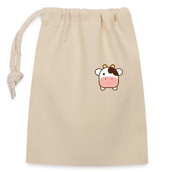 Mignon Kawaii Cow Pocket Design - Sac cadeau en coton avec cordon (14 x 20 cm) - nature - Devant