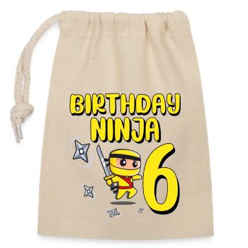 Birthday Ninja 6 Years Old Bday Party - Closable cotton gift bag (14x20cm) - nature - Front