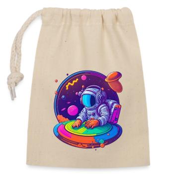 Retro-Astronauten-DJ - Verschließbarer Geschenkbeutel aus Baumwolle (14x20cm) - Natur - Vorne