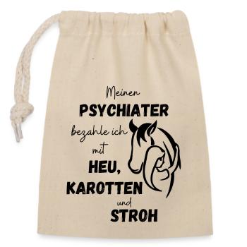 Heu Karotten und Stroh - Verschließbarer Geschenkbeutel aus Baumwolle (14x20cm) - Natur - Vorne