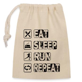 Eat Sleep Run Repeat - Closable cotton gift bag (14x20cm) - nature - Front