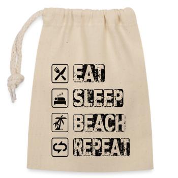 Eat Sleep Beach Repeat - Closable cotton gift bag (14x20cm) - nature - Front