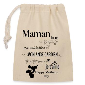 Happy Mother's Day - Sac cadeau en coton avec cordon (14 x 20 cm) - nature - Devant