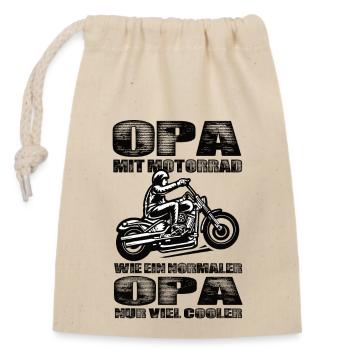 Opa Mit Motorrad Wie Ein Normaler Opa Nur Cooler - Verschließbarer Geschenkbeutel aus Baumwolle (14x20cm) - Natur - Vorne