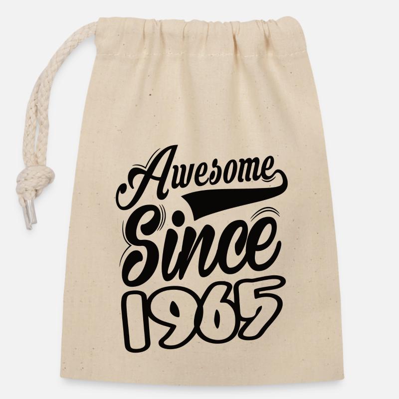 Awesome Since 1965 - Verschließbarer Geschenkbeutel aus Baumwolle (14x20cm) - Natur