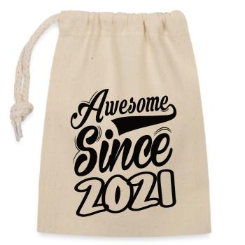 Awesome Since 2021 - Closable cotton gift bag (14x20cm) - nature - Front