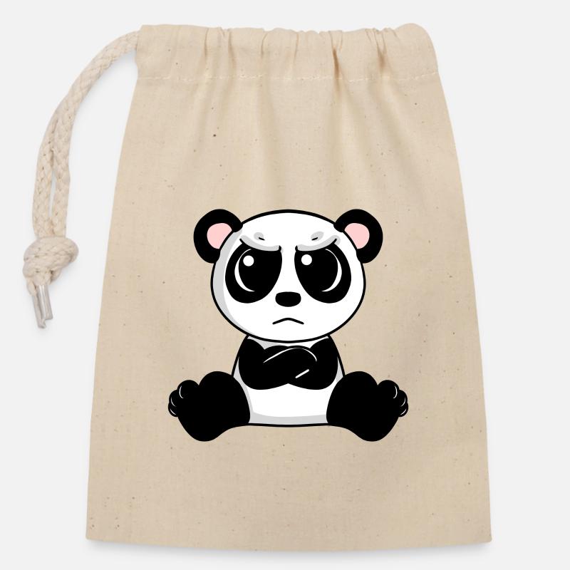 angry panda - Closable cotton gift bag (14x20cm) - nature