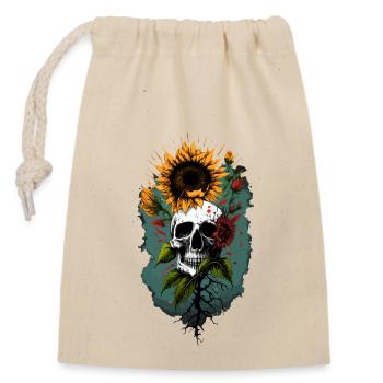 Crâne Tournesol Floral Décorer Cool Rad Tech Pun - Sac cadeau en coton avec cordon (14 x 20 cm) - nature - Devant