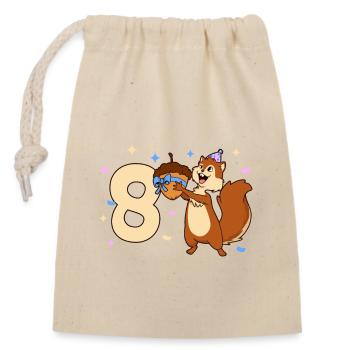Chipmunk - Anniversaire des enfants 8 ans - Sac cadeau en coton avec cordon (14 x 20 cm) - nature - Devant