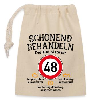 48. Geburtstag Schonend Behandeln 48 Alte Kiste 48 - Verschließbarer Geschenkbeutel aus Baumwolle (14x20cm) - Natur - Vorne
