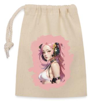Gaming Anime Girl PC Konsolen Nerd Manga Gamer - Verschließbarer Geschenkbeutel aus Baumwolle (14x20cm) - Natur - Vorne