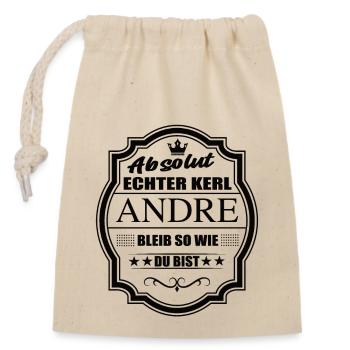 Absolut Echter Kerl Andre Bleib So Wie Du Bist - Verschließbarer Geschenkbeutel aus Baumwolle (14x20cm) - Natur - Vorne