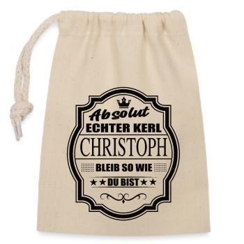 Absolut Echter Kerl Christoph Bleib So Wie Du Bist - Verschließbarer Geschenkbeutel aus Baumwolle (14x20cm) - Natur - Vorne