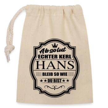 Absolut Echter Kerl Hans Bleib So Wie Du Bist - Verschließbarer Geschenkbeutel aus Baumwolle (14x20cm) - Natur - Vorne