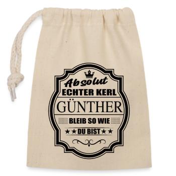 Absolut Echter Kerl Günther Bleib So Wie Du Bist - Verschließbarer Geschenkbeutel aus Baumwolle (14x20cm) - Natur - Vorne
