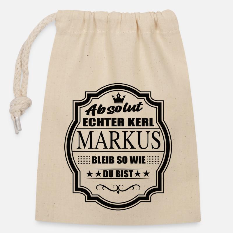 Absolut Echter Kerl Markus Bleib So Wie Du Bist - Verschließbarer Geschenkbeutel aus Baumwolle (14x20cm) - Natur