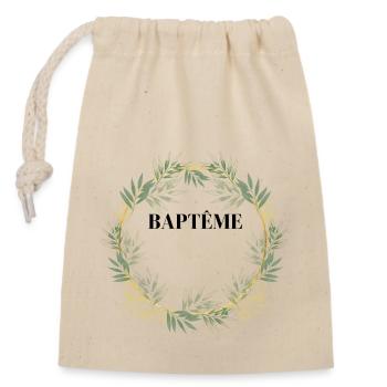 illustration florale cadeau baptême - Sac cadeau en coton avec cordon (14 x 20 cm) - nature - Devant