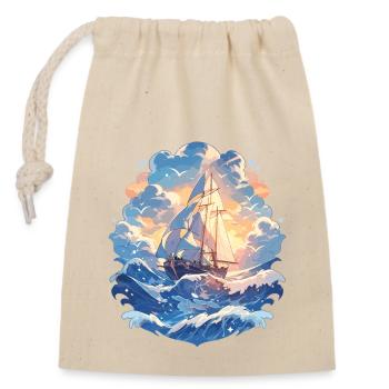 Voile, voilier, régate, voile, mer, voile - Sac cadeau en coton avec cordon (14 x 20 cm) - nature - Devant