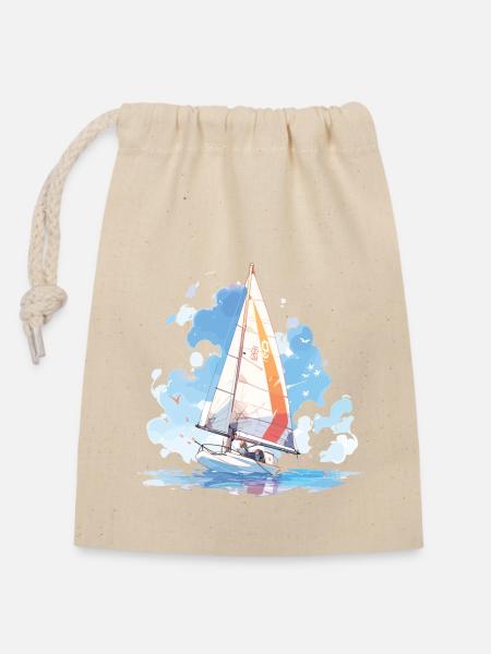 Voile, voile, voilier, régate, voile, marin - Sac cadeau en coton avec cordon (14 x 20 cm) - nature