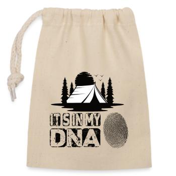 Camping c’est dans mon ADN - Sac cadeau en coton avec cordon (14 x 20 cm) - nature - Devant