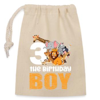 A l’occasion du 3ème anniversaire - Sac cadeau en coton avec cordon (14 x 20 cm) - nature - Devant
