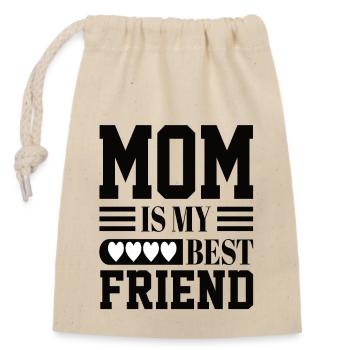 Maman est ma meilleure amie - Sac cadeau en coton avec cordon (14 x 20 cm) - nature - Devant