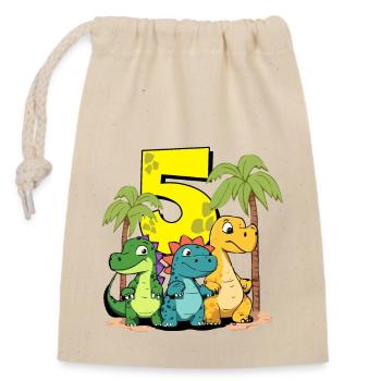 Cute Dinosaurs I'm 5 - action dino birthday - Verschließbarer Geschenkbeutel aus Baumwolle (14x20cm) - Natur - Vorne