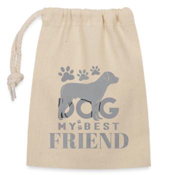 Chien mon meilleur ami - Sac cadeau en coton avec cordon (14 x 20 cm) - nature - Devant