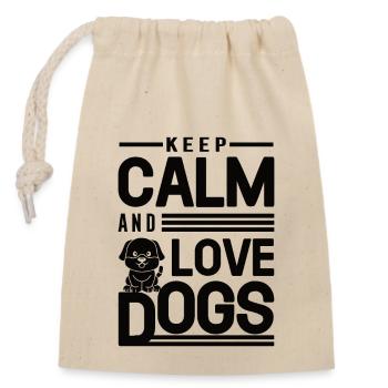 Keep Calm And Love Dogs - Verschließbarer Geschenkbeutel aus Baumwolle (14x20cm) - Natur - Vorne