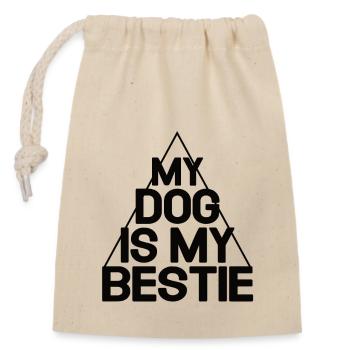 My Dog Is My Bestie - Verschließbarer Geschenkbeutel aus Baumwolle (14x20cm) - Natur - Vorne