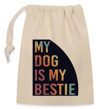 My Dog Is My Bestie - Verschließbarer Geschenkbeutel aus Baumwolle (14x20cm) - Natur - Vorne