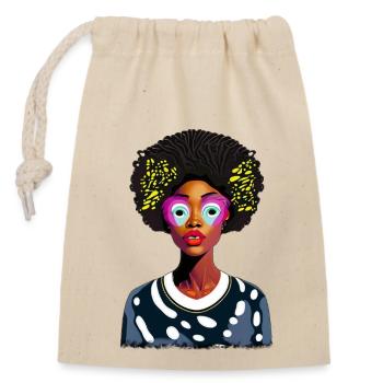 African lady with afro - Closable cotton gift bag (14x20cm) - nature - Front